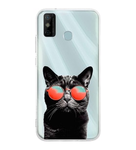 PrintiFy Tecno Spark 6 GO ile Uyumlu 1mm Slim Fit Kedi 3 050d Baskılı Şeffaf  Kılıf