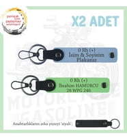 Biker Dostlarına, İsim Plaka ve 0 Rh (+) Kan Grubu Yazılı, Motor x2' li Anahtarlık, Mavi-F Yeşil-Syh (Çok Renkli)