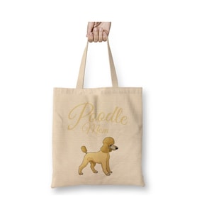 Poodle Mom Dog Köpek 02 Bez Çanta Uzun Saplı Alışveriş Çantası Plaj Çantası (Beyaz)