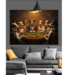 Poker Oynayan Köpekler Dekoratif Kanvas - Mdf Ahşap Tablo