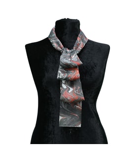 e38 EL İŞÇİLİĞİ KADIN RENKLİ EBRU FULAR 167*33 cm - F0020