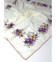 Eripek Oyalı Organik Pamuklu Yazma 0606131 (Mor-Krem)