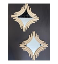 Dekoratif Polyester Ikili Kare Ayna Takımı Krem