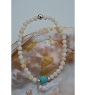 STONEAGE JEWELLERY Sedef ve Turkuaz Doğal Taşlı Spor Bileklik