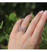 Kelebek Turkuaz Baget Taşlı Rose Gold Kaplama Gümüş Yüzük