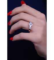 ENCİLİ SİLVER 925 Ayar Gümüş Özel TasarımTaşlı Baget Model Kadın Yüzük