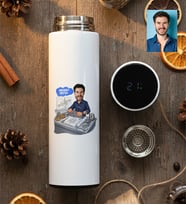 Kişiye Özel Karikatürlü Makine Mühendisi Filtreli Dijital Göstergeli Termos Mühendisler Günü Hediyesi