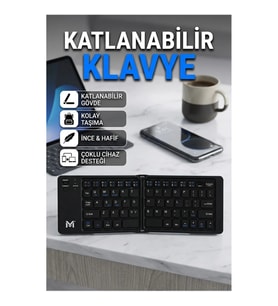 Katlanabilir Kablosuz Bluetooth Klavye Telefon Tablet Bilgisayar Uyumlu