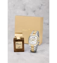 Polo Air Takvimli Kare Kasa Erkek Kol Saati Ve 55 ml Parfüm Seti Gold Gümüş Renk ST-5023E7