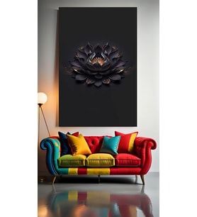 SİYAH LOTUS ÇİÇEĞİ V1 Ev Duvar Salon Güzellik Salonu Ofis Dükkan Dekarasyon Kanvas Tablo (Çok Renkli)