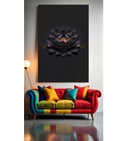 SİYAH LOTUS ÇİÇEĞİ V1 Ev Duvar Salon Güzellik Salonu Ofis Dükkan Dekarasyon Kanvas Tablo (Çok Renkli)