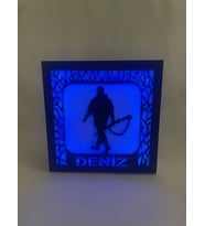 Kişiye Özel Silüet Tasarımlı Dekoratif LED Gece Lambası Mavi