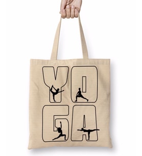 Yoga Logo Bez Çanta Uzun Saplı