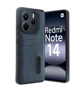 Xiaomi Redmi Note 14 4G Kılıf Sara Kartvizitli Deri Kılıf - Lacivert