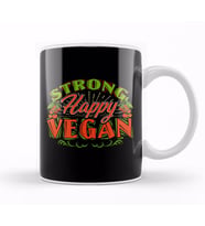 Strong Happy Vegan Vegetarian Based Diet Lifestyle Kupa Bardak Porselen