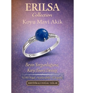 Sertifikalı Beyin Yorgunluğu Enerji Yüzüğü – Koyu Mavi Akik Ayarlamalı İnce Kasa İkizler Başak Burcu (Çok Renkli)