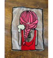 TÜL ÜZERİ DOKUMA ÖRGÜLÜ KIZ ARMA DİKİŞ AKSESUARI 26X21 CM (Kırmızı)