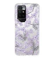 Redmi 10 2022 Uyumlu Kapak Floral Lila Tasarımlı Şeffaf Silikon Kılıf