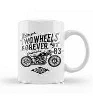 Two Wheels Forever Motorcycle Kupa Bardak Porselen
