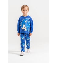 Mavi Şort Baskı Detaylı 3 iplik erkek çocuk Sweatshirt & Eşofman Alt Üst Takım Süper Kalite Kumaş