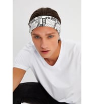 Beyaz Erkek Pamuklu Penye, Kaymaz, Terletmez, Ultra Hafif, Spor Saç Bandı Bandana