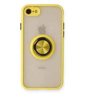 Durukar® iPhone 7 Kılıf Montreal Yüzüklü Silikon Kapak - Sarı