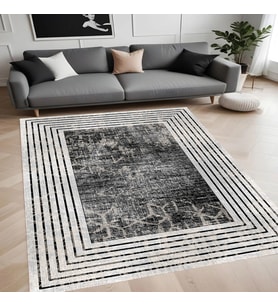 Eliana Home Dijital Baskı Yıkanabilir Kaymaz Taban Salon Halısı Ve Yolluk LN118-FNL424 (Siyah)