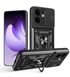Oppo Reno 13F 5G Kılıf Magnetik Standlı Kamera Korumalı Zore Sürgülü Vega Kapak
