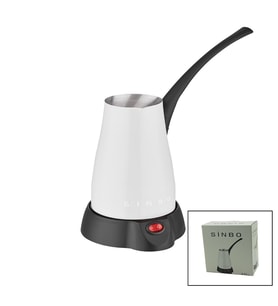 BEYAZ ELEKTİRKLİ CEZVE TÜRK KAHVE MAKİNESİ 5 FİNCAN - 400ML HAZNE PASLANMAZ ÇELİK 360 DERECE DÖNEBİLME SCM-2960 (5343)