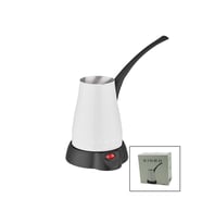 BEYAZ ELEKTİRKLİ CEZVE TÜRK KAHVE MAKİNESİ 5 FİNCAN - 400ML HAZNE PASLANMAZ ÇELİK 360 DERECE DÖNEBİLME SCM-2960 (5343)