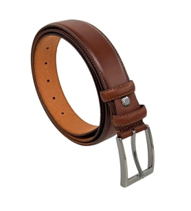 Açık Kahverengi Hakiki Deri Düz Renk Dikişli Model 3.5 cm. Genişlikli Klasik Kemer - 211-DKSL