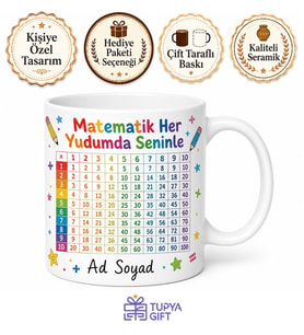 Çarpım Tablosu Kupası İlkokul Matematik Hediye Eğlenceli Öğrenme Bardak