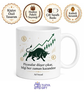 Ekonomi Borsa Finans Kupa Boğa Piyasası Grafik Ekonomist Hediye Bardak
