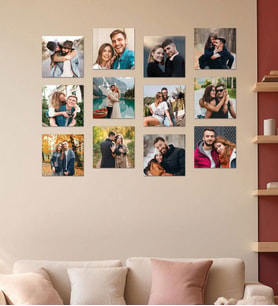 Kişiye Özel 12 Fotoğraflı Kare Mdf Tablo