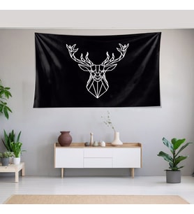 Geyik Desenli Leke Tutmaz Kadife Dokulu Kumaş Duvar Örtüsü Duvar Halısı Tapestry (Karışık)