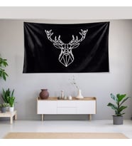 Geyik Desenli Leke Tutmaz Kadife Dokulu Kumaş Duvar Örtüsü Duvar Halısı Tapestry (Karışık)