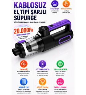 Auhma AHV-43 Şarjlı El Süpürgesi - 20.000 Pa Yüksek Emiş Gücü, 120W