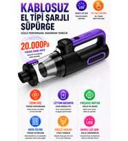 Auhma AHV-43 Şarjlı El Süpürgesi - 20.000 Pa Yüksek Emiş Gücü, 120W