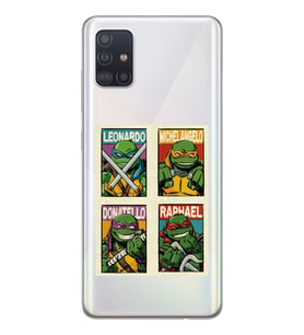 Samsung Galaxy A71 Uyumlu Ninja Kaplumbağalar Tasarımlı Şeffaf Telefon Kılıfı