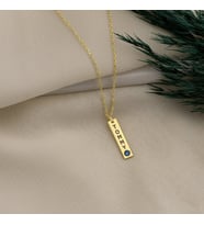 DKMN Gümüş İsimli Doğum Taşlı Levha Kolye Kadın Gümüş Kolye (Gold)