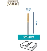 Dremel 9903Dm Max Yüksek Performanslı Yuvarlak Uçlu Tungsten Karbürlü Oyma Ucu, 3,2 Mm