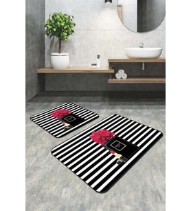 Bej Deniz Kabuklu Banyo Halısı Klozet Oval Paspas Seti BS349