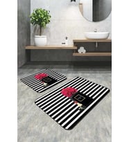 Bej Deniz Kabuklu Banyo Halısı Klozet Oval Paspas Seti BS349