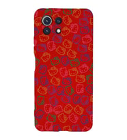 Xiaomi Mi 11 Lite Uyumlu Lansman Kılıf Hello Kitty Tasarımlı İçi Kadife Kapak-Kırmızı (Şeffaf)