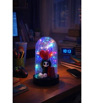 Fanus İçinde Kalp Tutan Kuru Kafa, “I Love You” Yazılı Peri Led Dekor Sevgili, Doğum Günü Hediyesi (Turuncu)