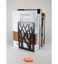 Ağaç Desenli Metal Kitap Desteği - Kitap Tutucu - Ev ve Ofis Dekoratif Aksesuar( 2 Li Set) Siyah