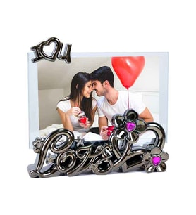 Love 10x15 Mor Taşlı Cam Fotoğraf Çerçevesi