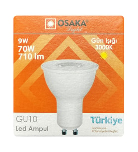 (1 Adet) Osaka 9W (70W) Sarı Işık (3000K) GU10 Duylu Led Çanak Ampul