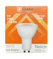 (1 Adet) Osaka 9W (70W) Sarı Işık (3000K) GU10 Duylu Led Çanak Ampul