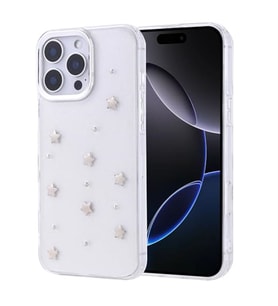 Coverzone Apple iPhone 16 Pro Max ile uyumlu K?l?f Airbag K�?eli 2mm Kamera �?k?nt? Korumal? Simli ?effaf Bask?l? Z-Kutup Kapak Y?ld?z